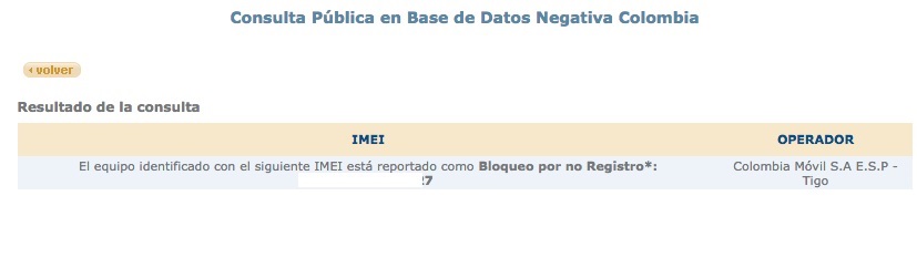 Ejemplo de consulta: Bloqueo por NO REGISTRO
